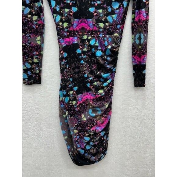 Mara Hoffman Womens Faux Wrap Dress Geometric Print Ruched Side Black Size XS - Picture 4 of 11